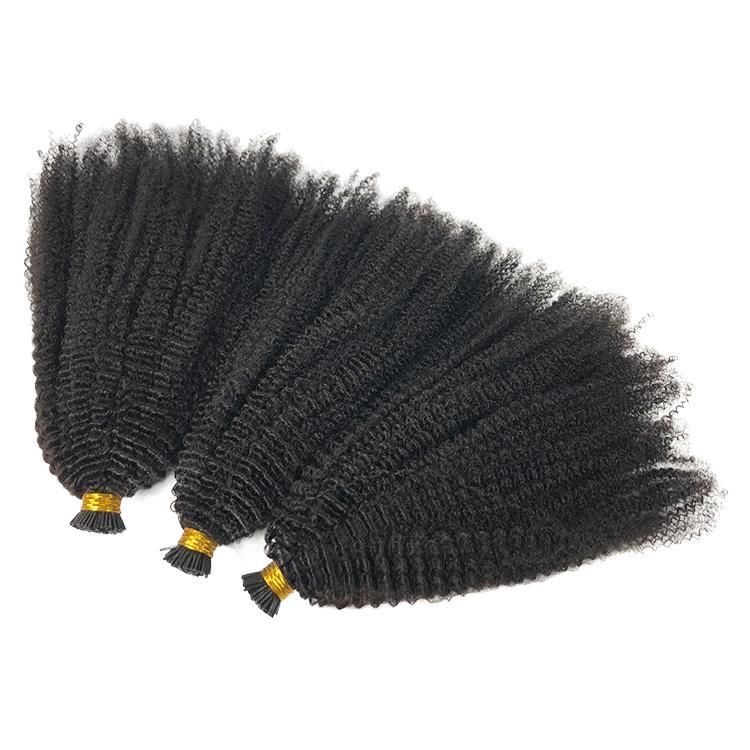 12A 100% Raw Unprocessed Human Hair Micro Links 4b Curly I Tip Hair Extensions