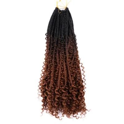 Bohemian Hair Goddess Locs Box Braids with Curly Ends Ombre Pre-Looped Synthetic 3X River Box Braiding Hair