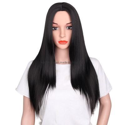 Cheap Wholesale Straight Natural Wave Black Wig for Black Women Synthetic Hair Wigs