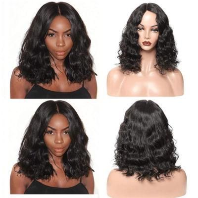 Short Bob Lace Front Wig Human Hair 150% Density Body Wave Lace Frontal Wig for Black Women Natural Color 14inch