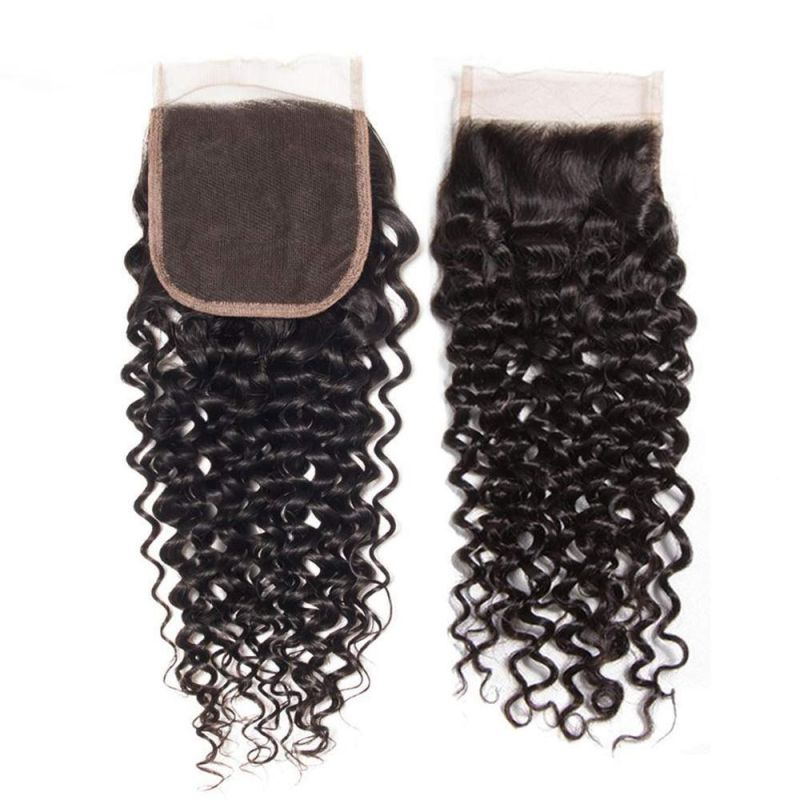 Lace Closure Curly 4X4 Brizilian Virgin Human Hair Closure Curly Wave Hair Closure Natural Black Color Hair Extention 10 Inch