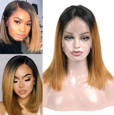 Fashion Ombre Color 100% Remy Human Hair Wigs Lace Closure Wig Lace Frontal Wig