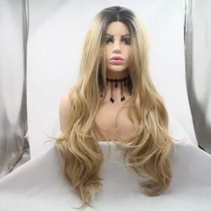 Wholesale Gold Synthetic Hair Wavy Lace Front Wig (RLS-012)