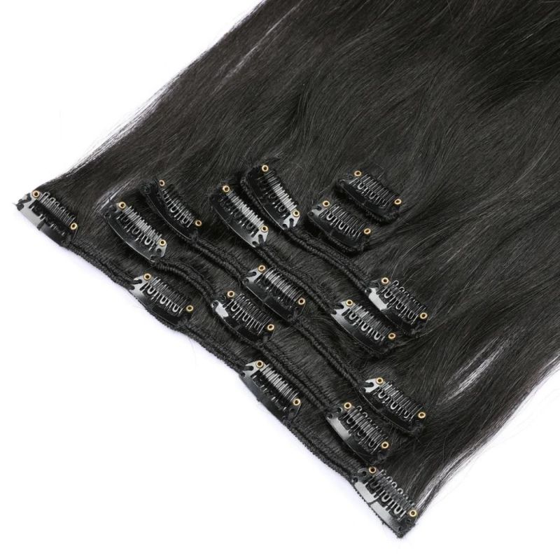 Clip in Human Hair Extensions Blonde Highlight Clip in Straight Hair Extension Full Head 8PCS 14 18 22 Inch Machine Remy