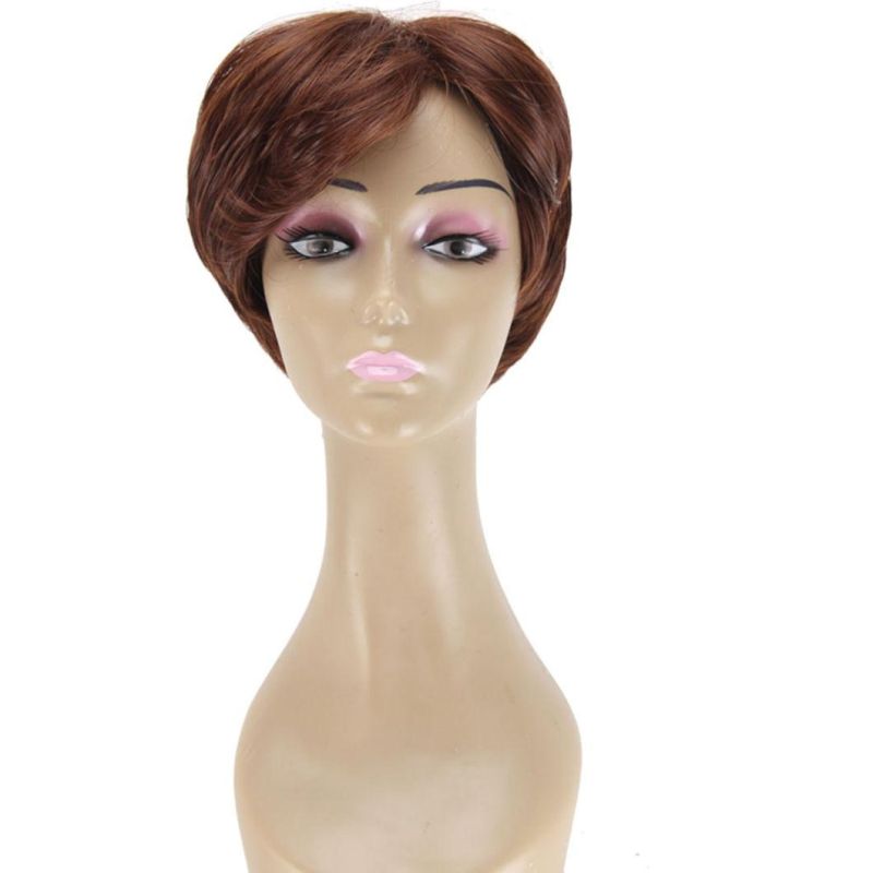 Heat Resistance Synthetic Classical Pixel Wig Short Straight Curly Natural Brown Wigs Women Wig