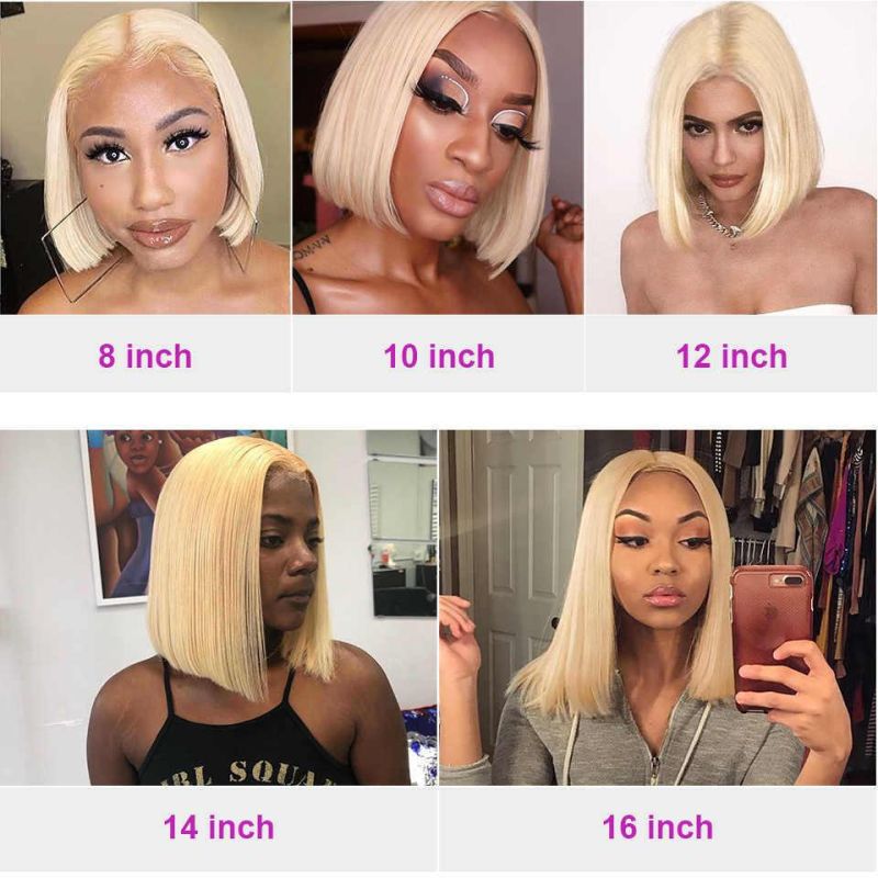 13X4 Bob Frontal Wigs 613 Blonde Straight Brazilian Lace Front Human Hair Wig Pre Plucked Short Wigs for Black Women