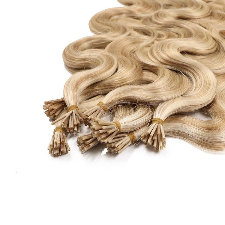 Wholesale India High Quality Double Drawn Remy Human Hair I Tip Hair Extension