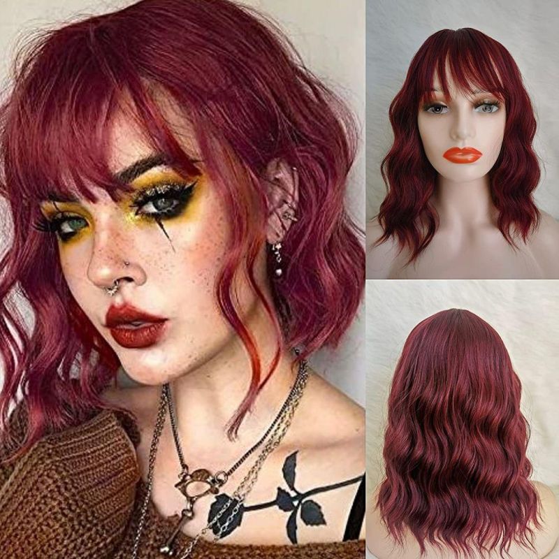 HD Beauty Cheap Price Red Short Curly Body Wave Color Wigs Bob Wigs Synthetic Wigs for Cosplay Daily Party