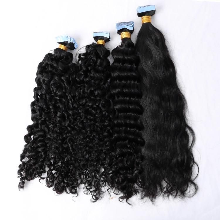 Wholesale Natural Wavy Raw Hair Curly Tape in Hair Extensions