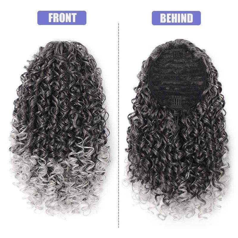 14inch Kinky Curly Synthetic Hair Extension Ponytail Heat Resistant Synthetic Fiber Clip in Hair Extensions