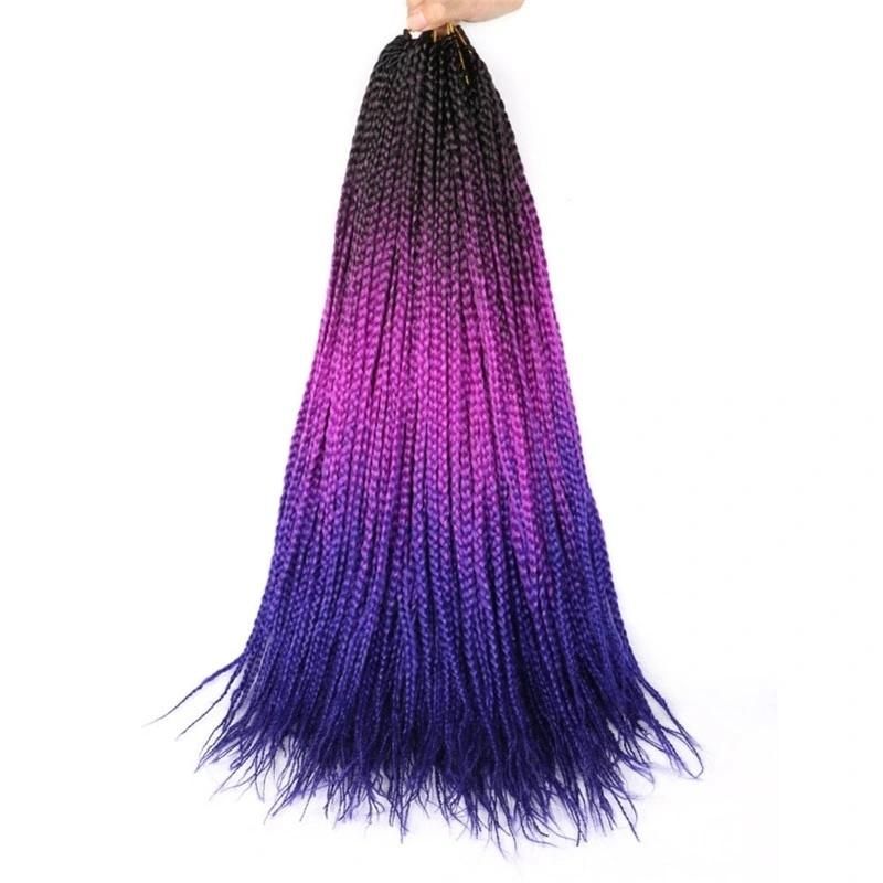 24" Ombre Red Synthetic Braiding Box Braids Senegal Twist Crochet Hair Extension