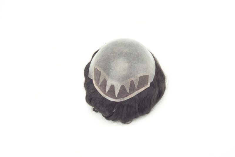 Super Thin Skin with French Lace Front Curl Wave Natural Hair Toupee