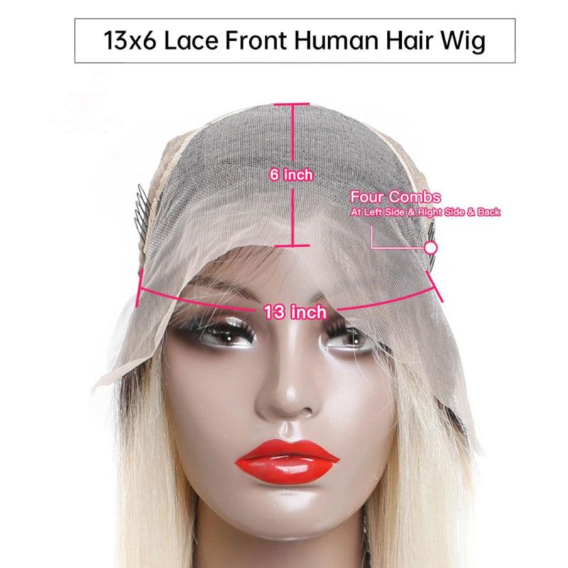 613 Lace Frontal Wig Human Hair Pre Plucked Long Brazilian Straight Blonde Ombre Color HD Glueless Full Lace Wigs 20 Inches