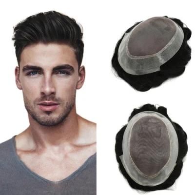 Kbeth Top Quality Natural Hairline Looking Mono &amp; PU Durable Indian Remy Hair Human Hair Toupee Men Wigs Wholesale