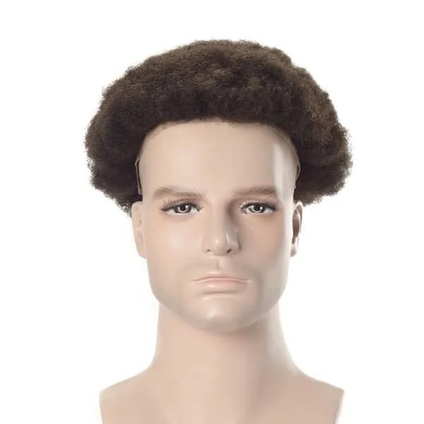 French Lace Base Afro Curly Natural Hair Replacement for Men