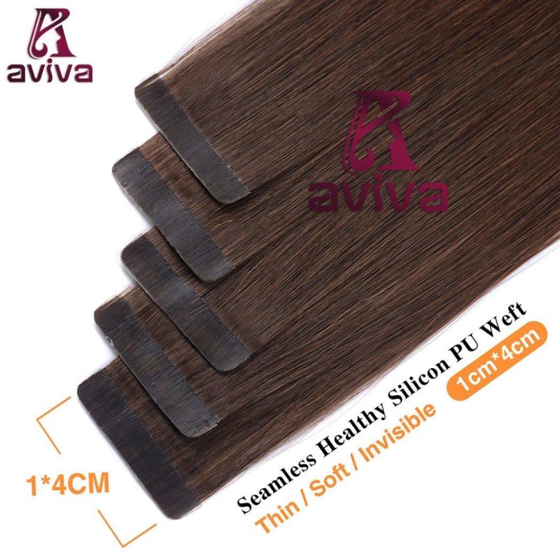 Tape in Human Hair Extensions Skin PU Weft Hair Extensions 2# 22inch Tape in Human Hair Extensions (AV-TP0022-2)