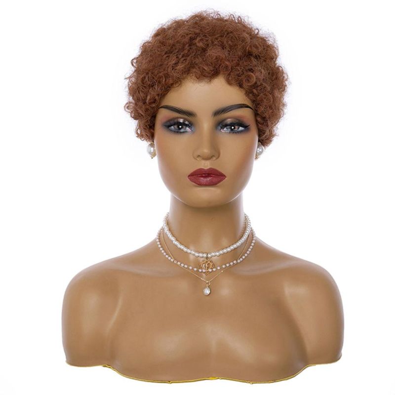 Light and Dark Brown Color Pixie Cut Wigs Short Hair Wig Heat Resistant Fiber Synthetic for Black Women