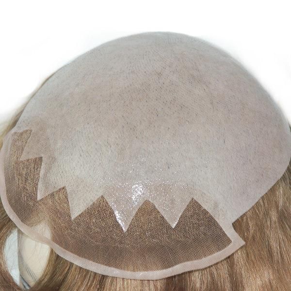 PU with Gauze Base with Lace Front Indian Human Hair Toupee