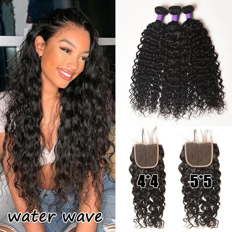 Water Wave, Deep Wave, Deep Curly, Straight Human Hair Bundles Hair 100% Unprocessed Hair Bundle Different Colors with Double Drawn for Black Women 28"