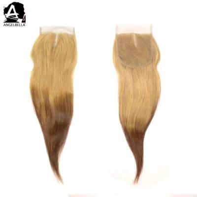 Angelbella Virgin Remy Human Hair Closures Two Tone 4#-27# Silk Straight Indian Lace Front Closure