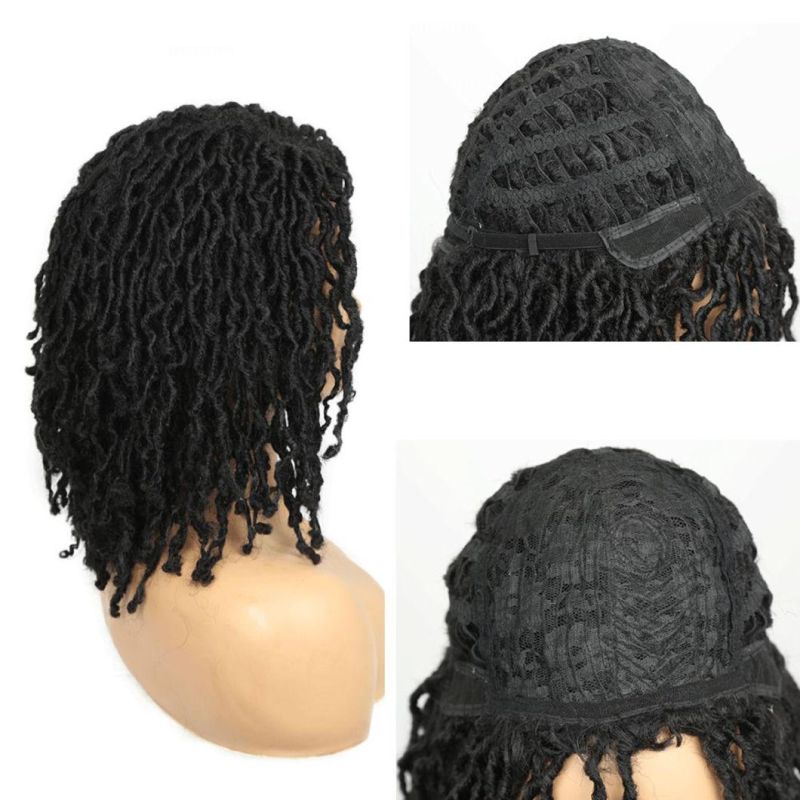 Short Soft Black Synthetic Wigs Faux Loose Dreadlock Dreads Braiding Crochet Twist Fiber for Black Women Daily Hair Wig