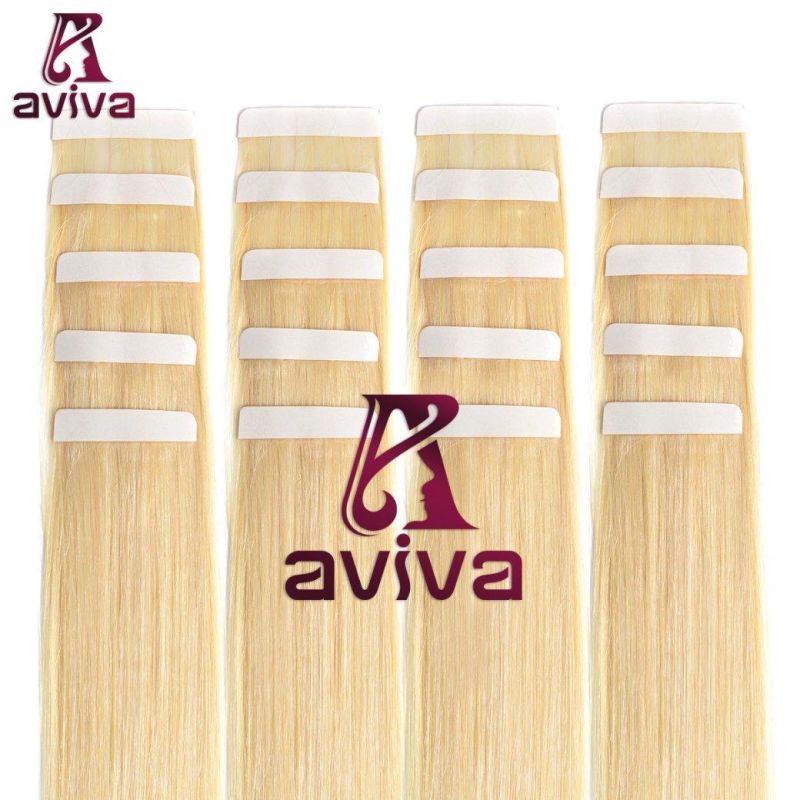 Aviva Virgin Hair Double Side Tape Hair Extension PU Tape Human Hair Extension Blond Color 16inch