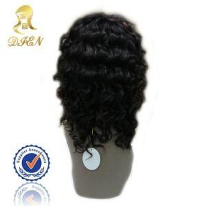 16 Inch Deep Wave Natural Black Remy 6A Quality Grade Human Hair Lace Front Wig Swiss Lace