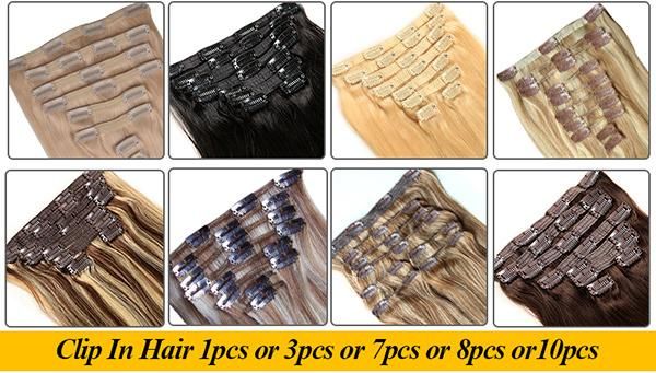 Good Quality Silk Straight Synthetic Hair Clips in Hair Extensions