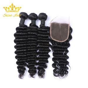 Brazilian Human Hair with Virgin Hair Bundles of Deep Wave Natural Color