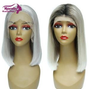 100% Virgin Human Hair Grey Color Lace Frontal Wig Wholesale Short Bob Wig