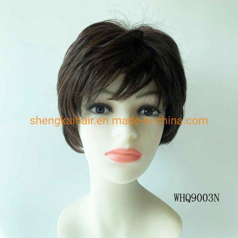 Wholesale Handtied Human Hair Synthetic Hair Mix Lady Hair Wigs