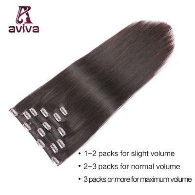 Aviva Virgin Hair Extension 2# 16inch 6PCS Clip on Hair Extension Remy Clip in Human Hair Extensions (AV-CH006-2-16)