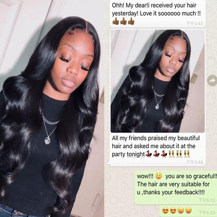 Brazilian Human Hair Body Wave Bob Front Lace Natural Black Wig