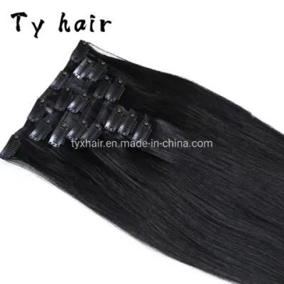 Portable Color 1 Light Luxury Clip Hair Extensions Remy Human Hair Pieces Easy Wearing Women Extensions Hair