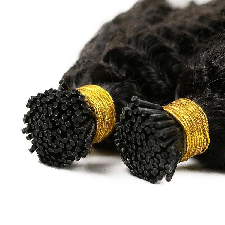 12A Cuticle Aligned Human Hair Jerry Curly Remy I Tip Hair Extensions