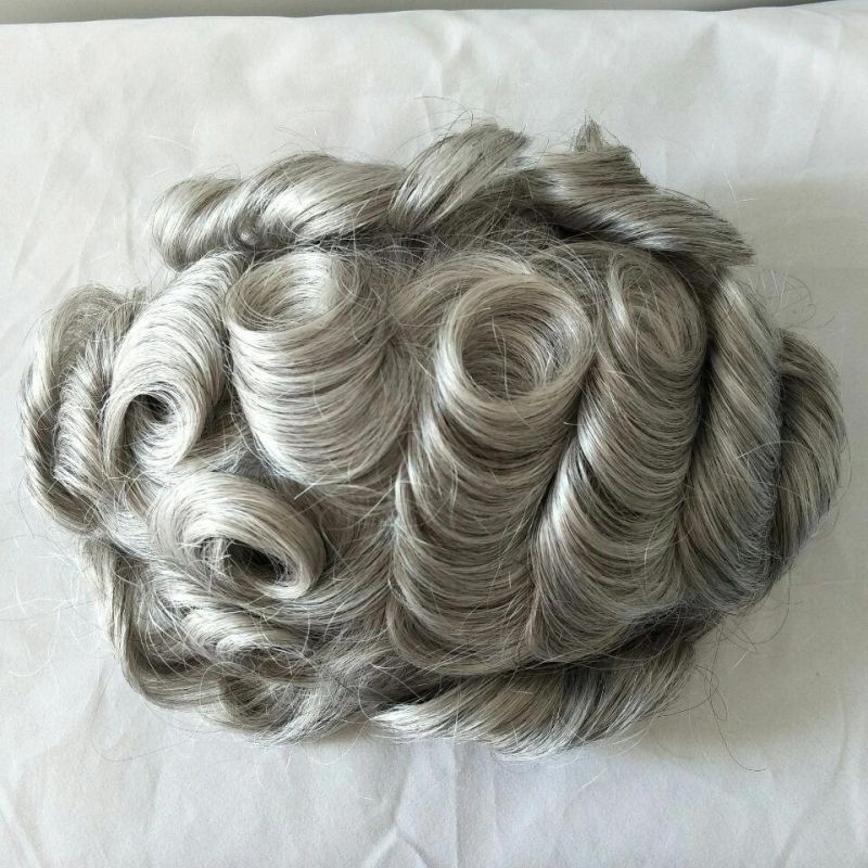 Kbeth Toupees in Stock Factory Top Quality 100% Virgin Remy Indian Human Hair Free Parting Full Swiss Lace White Grey Hair Toupee for Old Bald White Men Wig