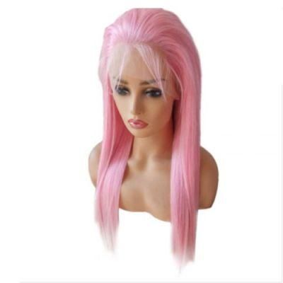 Riisca Pink Color Human Hair Wigs for Women Lace Front Wigs Free Part Swiss Lace Cheap Brazilian Wigs