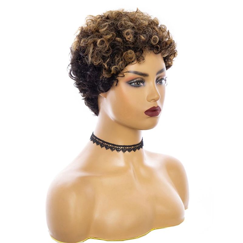 Tow Tones Pixie Cut Wigs Short Hair Wig Heat Resistant Fiber Synthetic for Black Women