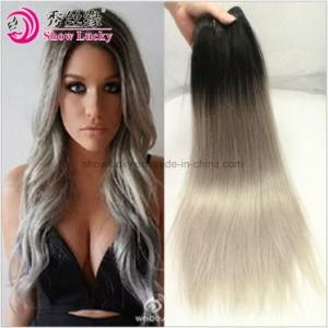 New Fashion Two Tone Colored Dark Root 1b/Grey Brazilian Virgin Human Hair Weave Straight Ombre Hair Extension
