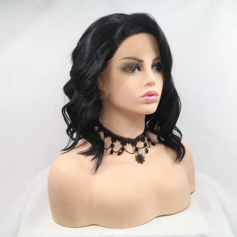 Whosale Hair Black Wig Synthetic Lace Front Wigs Black Hair