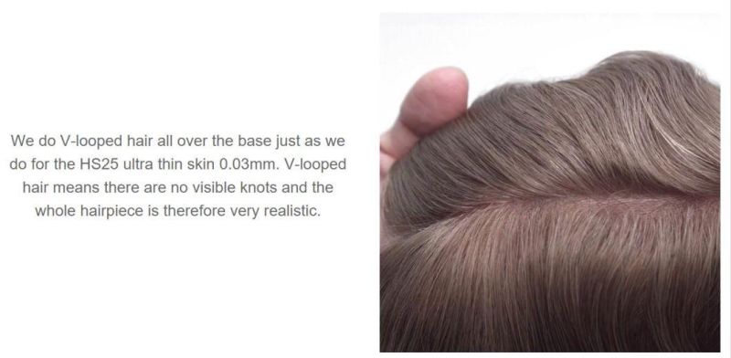 V-Looped Giving a More Realistic Look for Men, Natural Human Hair