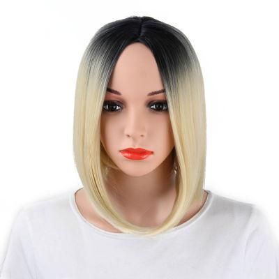 Kaki Hair Fashion Short Wigs Bob Straight Wig Coolorful Ombre Brown Human Hair Wig