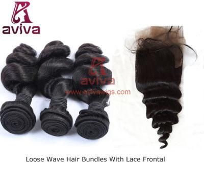 Brazilian Loose Hair Closure 4&quot;X4&quot;Natural Color with Baby Hair Bleached Knots Swiss Lace