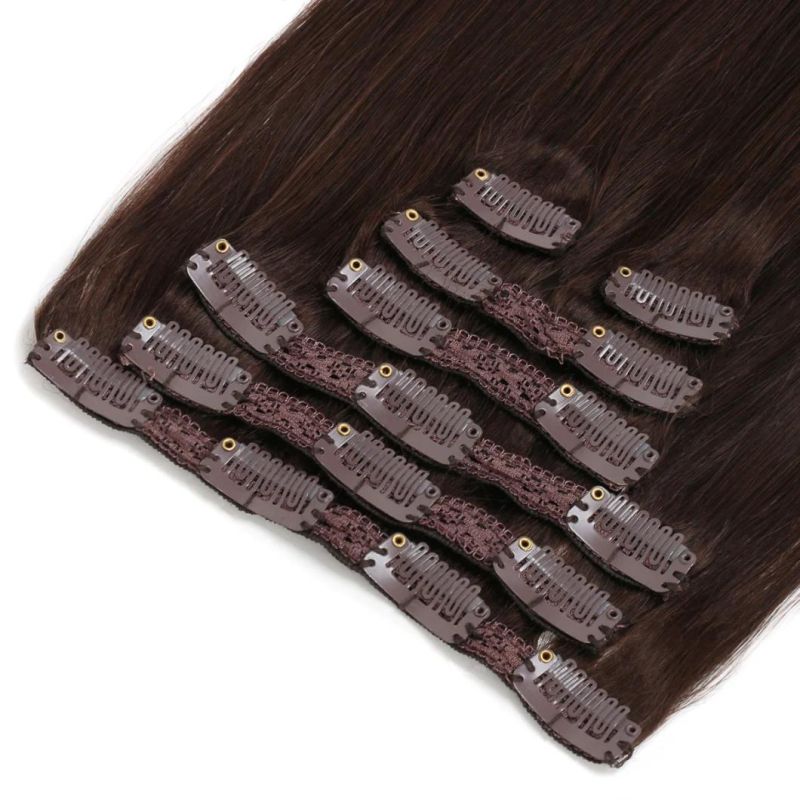 Factory Price Top Grade Double Drawn Skin Weft Seamless Clip in Human Hair Extension