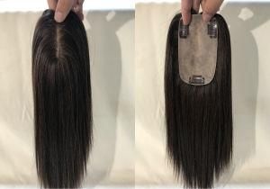 14 Inch Dark Brown Real European Hair Human Hair Silk Base Hair Topper for Hair Volumne