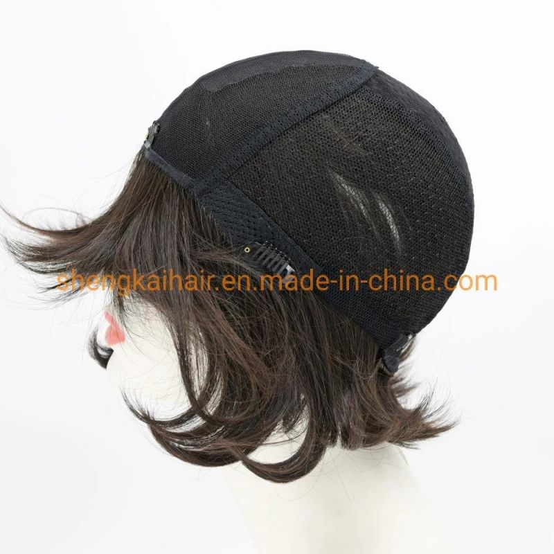 Wholesale Good Quality Handtied Human Hair Synthetic Hair Mix Ladies Wigs 557