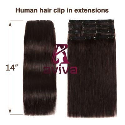 100% Human Hair Extension Clip in Hair Extensions 7PCS for Full Head (AV-CHL07-14-2)