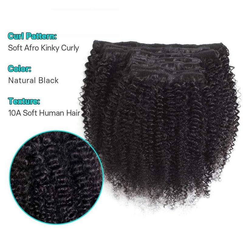 Kinky Clips Extensions Brazilian Human Hair Clips-in Extensions