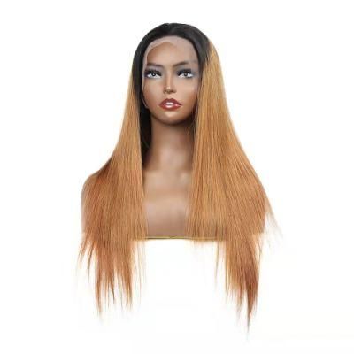 Front Lace Headgear 13 * 4 T1b / 27 Human Hair Straight Hair Straight Human Hair Factory Wig