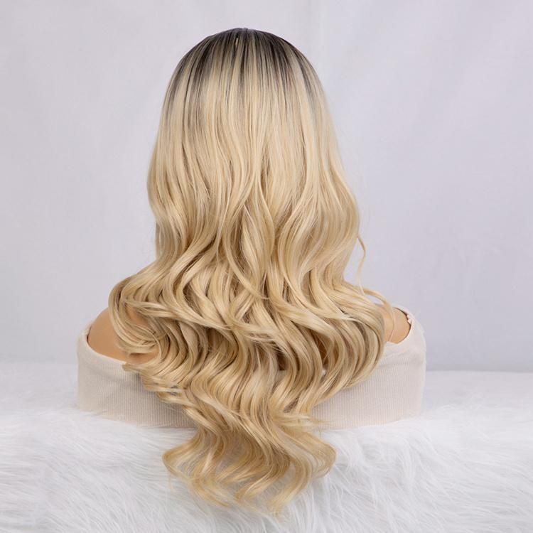 Ombre Blond Synthetic Long Wigs Body Wavy for Women Human Hair Wholesale